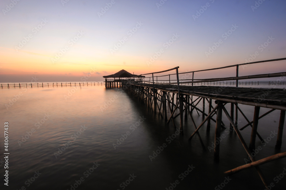 pier at sunrise of east Surabaya, Indonesia