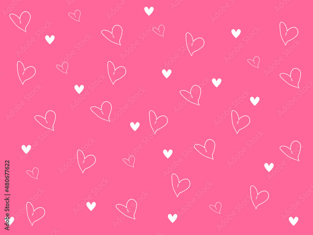 Pink heart background and white, valentine's day greeting card, heart expressing love.