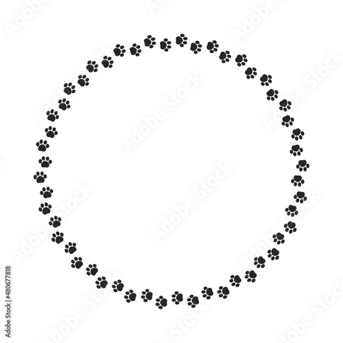 Round animal paw print frame silhouette