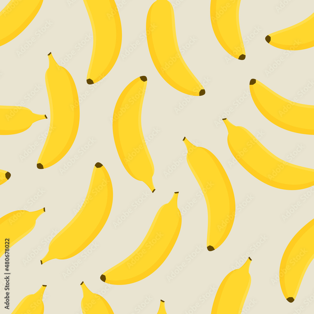 Cute bananas seamless pattern. Flat vector illustration
