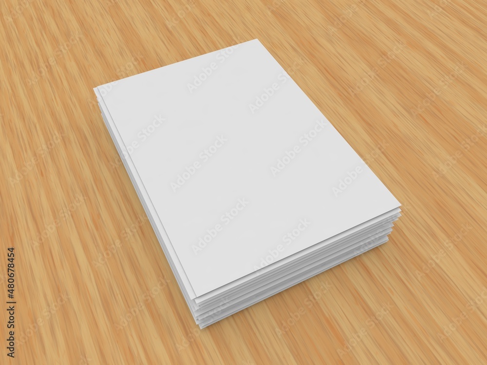 A stack of A4 papers on a gray background. 3d render illustration. A stack of A4 papers on a gray background. 3d render illustration.