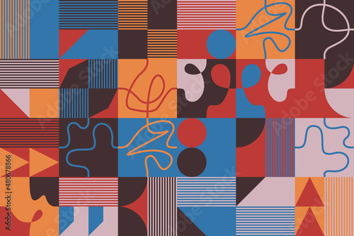Generative Design Artwork of Abstract Vector Generated Shapes Composition
