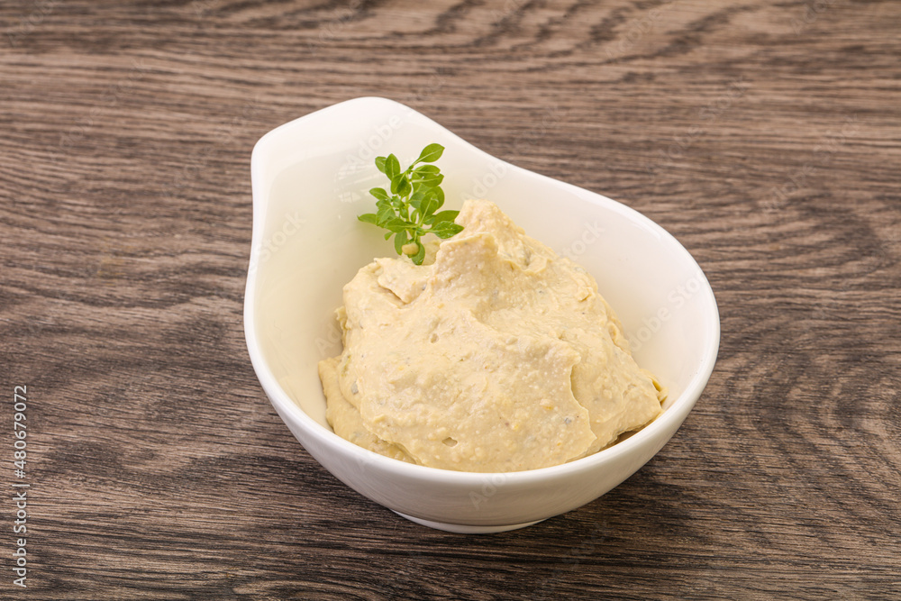 Vegan food - hummus with olive oil Vegan food - hummus with olive oil