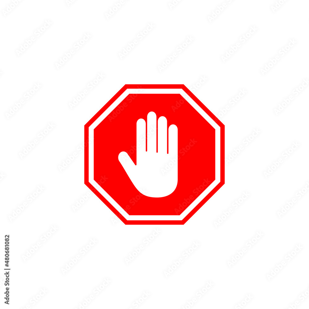 Stop icon. stop road sign. hand stop sign and symbol. Do not enter stop red sign with hand Stop icon. stop road sign. hand stop sign and symbol. Do not enter stop red sign with hand