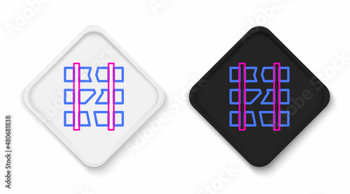 Line Broken or cracked rails on a railway icon isolated on white background. Colorful outline concept. Vector