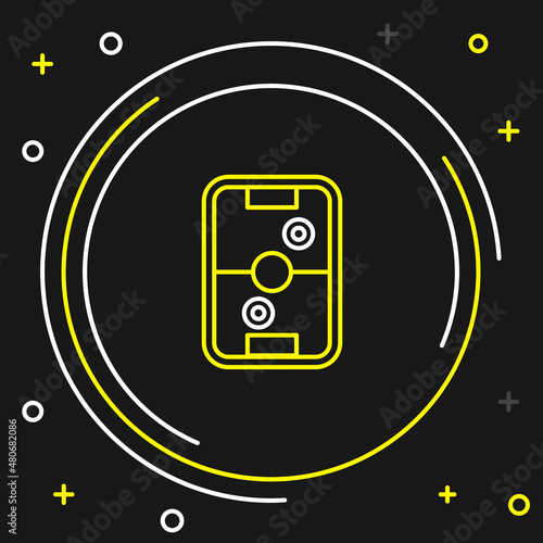 Line Air hockey table icon isolated on black background. Colorful outline concept. Vector