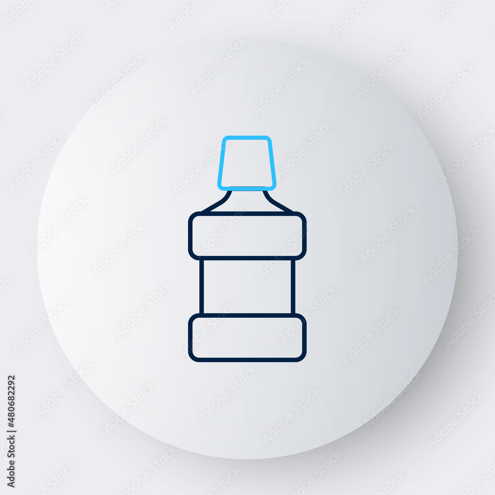 Line Mouthwash plastic bottle icon isolated on white background. Liquid for rinsing mouth. Oralcare equipment. Colorful outline concept. Vector Line Mouthwash plastic bottle icon isolated on white background. Liquid for rinsing mouth. Oralcare equipment. Colorful outline concept. Vector