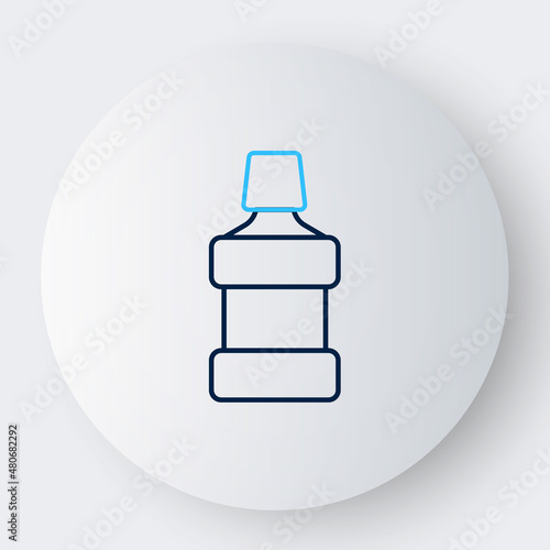 Line Mouthwash plastic bottle icon isolated on white background. Liquid for rinsing mouth. Oralcare equipment. Colorful outline concept. Vector
