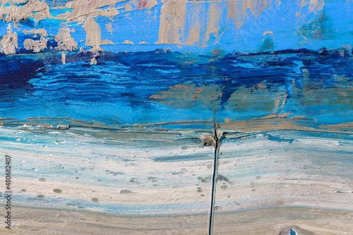 Fotografia Oil painting impasto detail, cold wax medium mad with palette knife