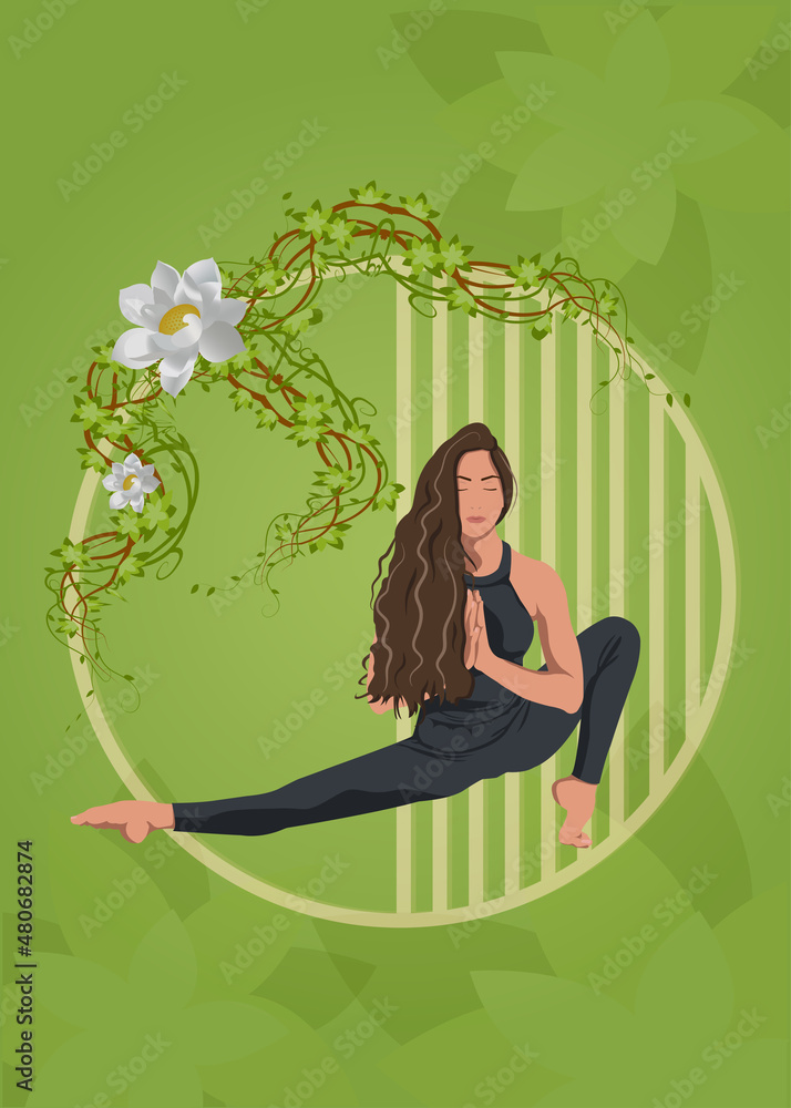 A girl in black sportswear does yoga A girl in black sportswear does yoga