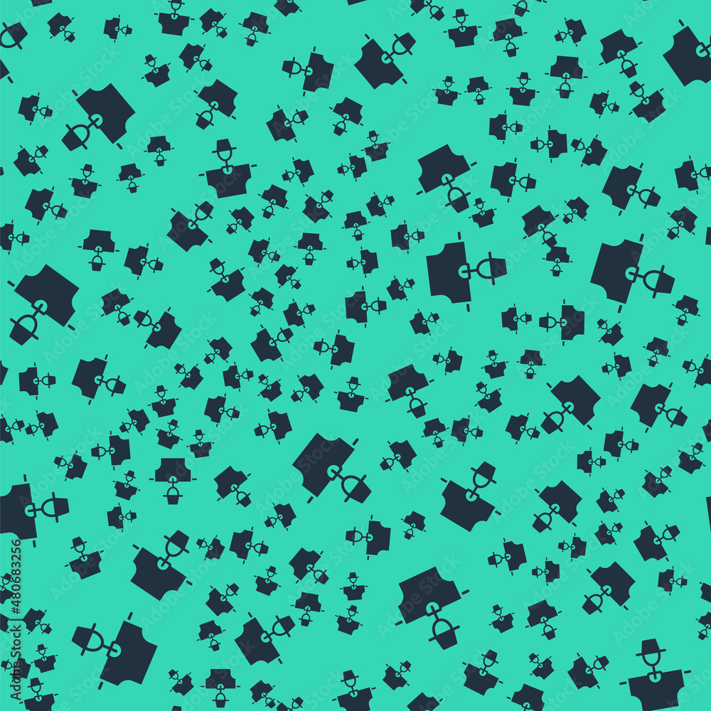 Black Scarecrow icon isolated seamless pattern on green background. Vector Black Scarecrow icon isolated seamless pattern on green background. Vector