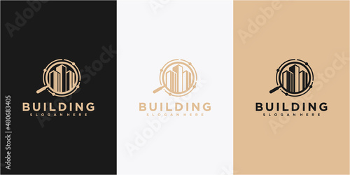 Search building logo design inspiration. search logo design, building logo design template