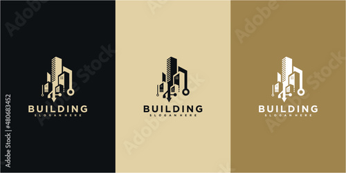 Building logo design with icon data logo design inspiration. building logo, data logo
