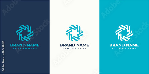 letter F community circle logo design concept. letter F abstract logo design inspiration
