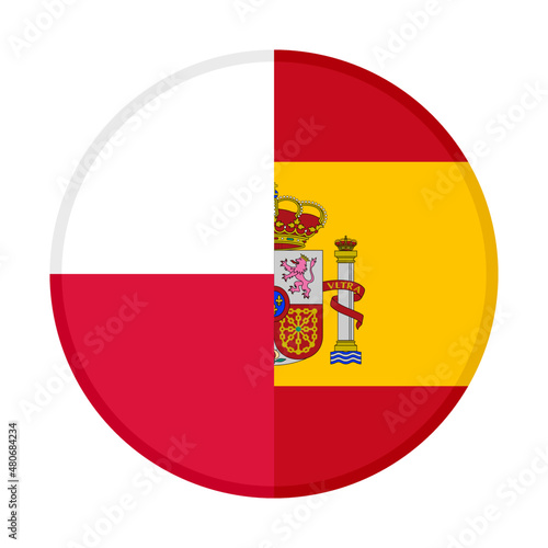Free Download round icon with poland and spain flags. vector illustration isolated on white background - GFXLoad