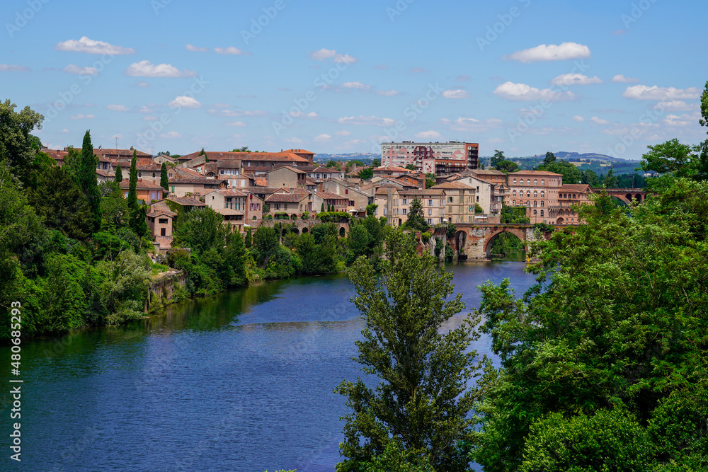 Albi city and tarn river in south france on summer day