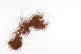 Coffee grains spilled on white background. Color version