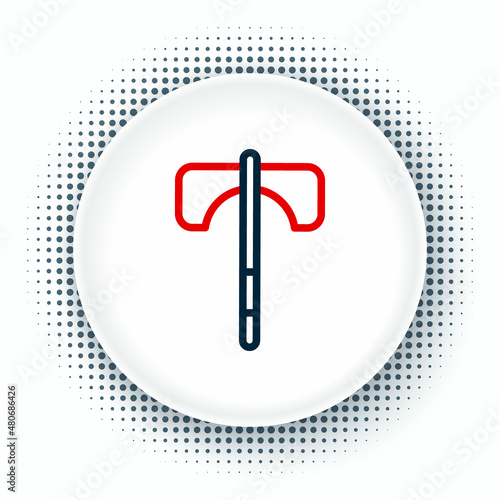 Line Medieval axe icon isolated on white background. Battle axe, executioner axe. Medieval weapon. Colorful outline concept. Vector