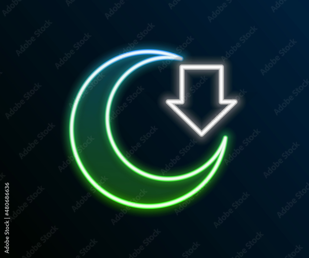 Glowing neon line Moon icon isolated on black background. Colorful outline concept. Vector Glowing neon line Moon icon isolated on black background. Colorful outline concept. Vector
