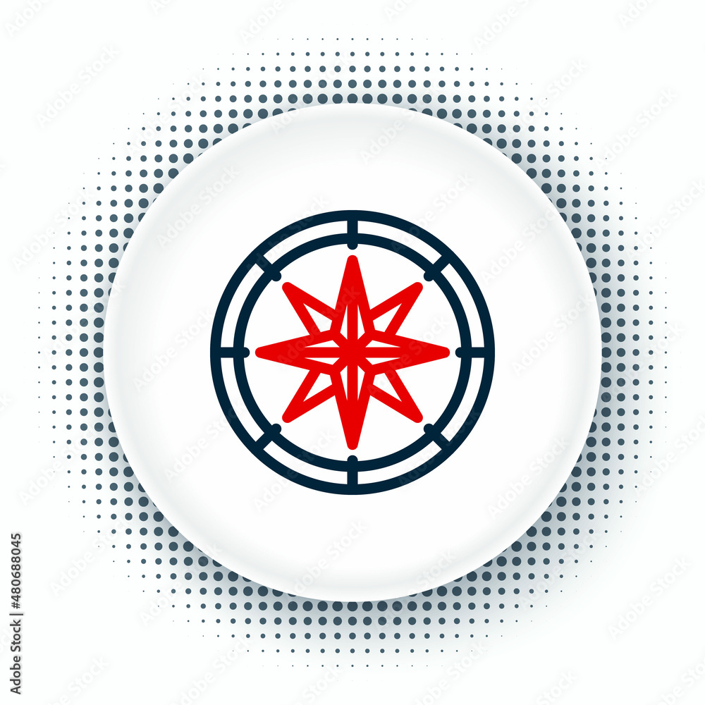 Line Compass icon isolated on white background. Windrose navigation symbol. Wind rose sign. Colorful outline concept. Vector