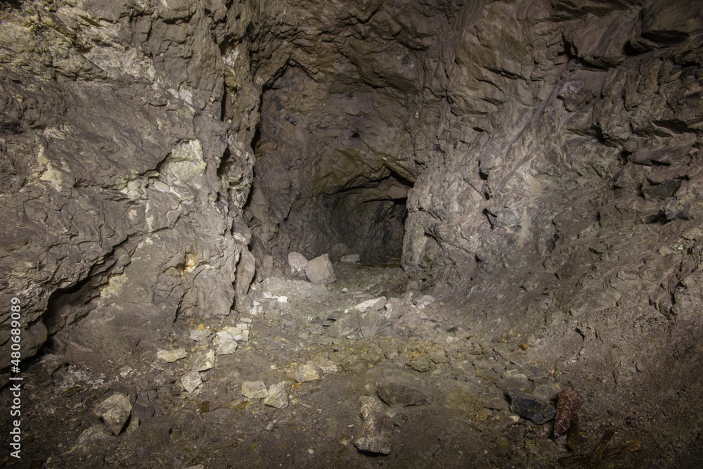 Underground gold mine tunnel