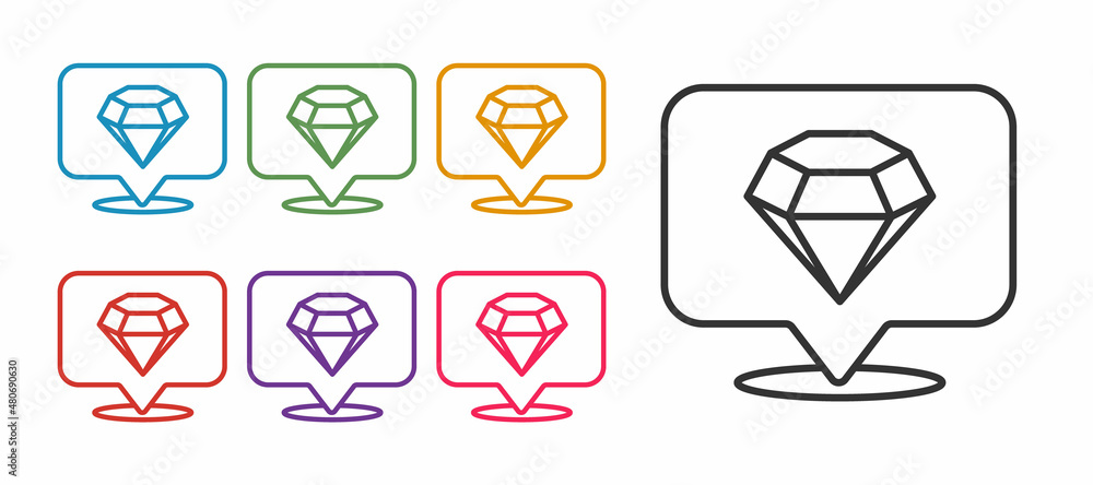 Set line Diamond icon isolated on white background. Jewelry symbol. Gem stone. Set icons colorful. Vector Set line Diamond icon isolated on white background. Jewelry symbol. Gem stone. Set icons colorful. Vector