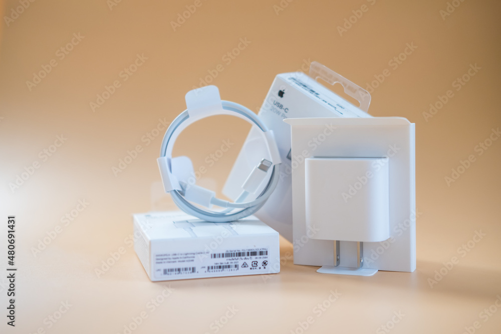 Bangkok - January 16, 2022 : Show package after unboxing the new Apple USB-C  charging cable and charger provides 20W for iPhone. Stock Photo | Adobe  Stock