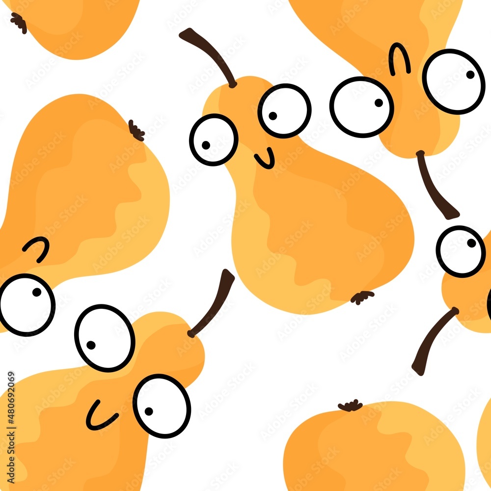 Obraz premium Fruit seamless pears pattern for fabrics and textiles and packaging and gifts and cards and linens and kids 
