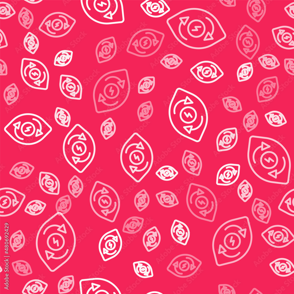 White line Water energy icon isolated seamless pattern on red background. Ecology concept with water droplet. Alternative energy concept. Vector White line Water energy icon isolated seamless pattern on red background. Ecology concept with water droplet. Alternative energy concept. Vector