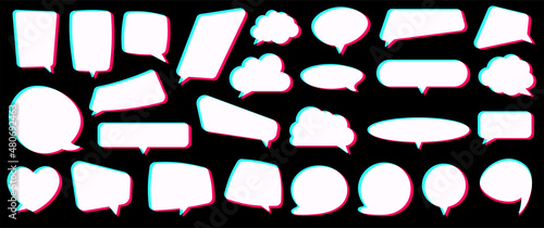 Set of white empty web or social media speech bubbles of different shapes.