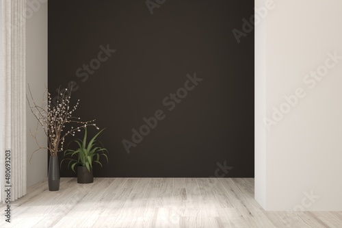 Fototapeta Naklejka Na Ścianę i Meble -  Empty room with home decor. Scandinavian interior design. 3D illustration