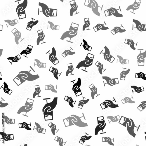 Black Wine tasting, degustation icon isolated seamless pattern on white background. Sommelier. Smells of wine. Vector