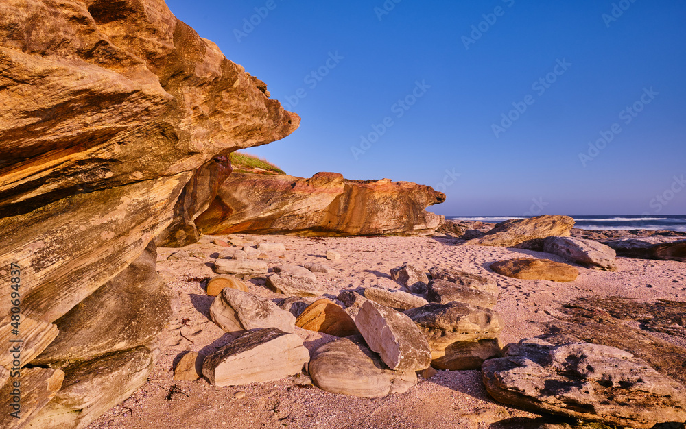 Rock Formation along Pacific Coastline in Kamay Botany Bay National Park