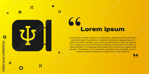 Black Psychology icon isolated on yellow background. Psi symbol. Mental health concept, psychoanalysis analysis and psychotherapy. Vector