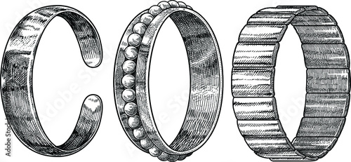 Bracelets illustration, drawing, engraving, ink, line art, vector