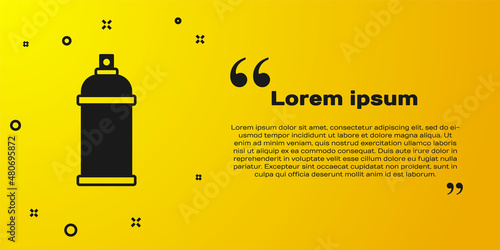 Black Paint spray can icon isolated on yellow background. Vector