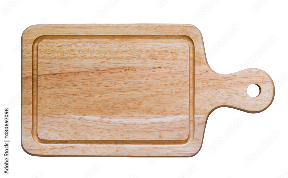 Isolated cutting wooden board on white background. top view. Isolated cutting wooden board on white background. top view.