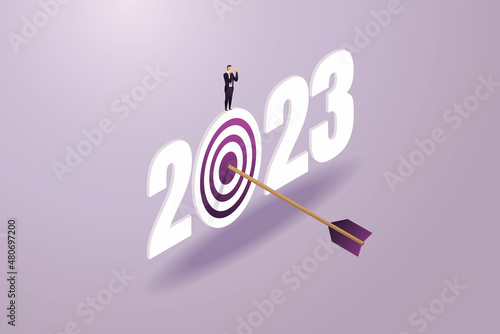 Successful businessman achieve of goals for 2023