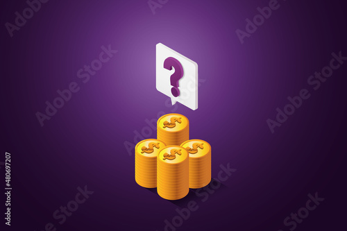 Question mark on pile of coins