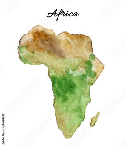 Africa hand drawn watercolor isolated clip art