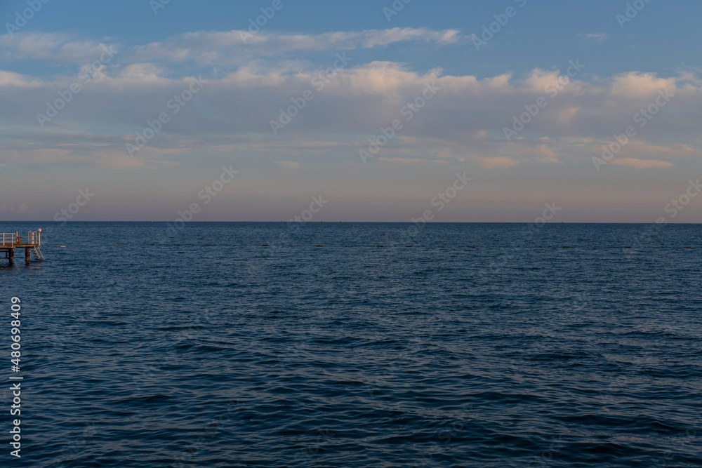 Marine summer background. Landscape of the sea or ocean.
