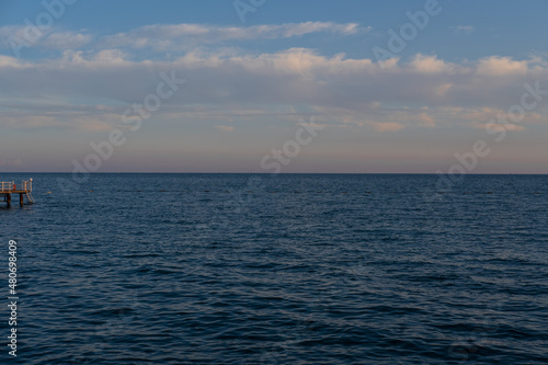 Marine summer background. Landscape of the sea or ocean.