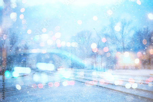 Abstract winter background bokeh lights christmas