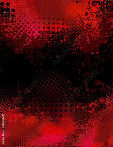 Background with blots. Frame for text . Red and Black background. Vector illustration
