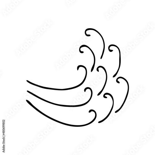Strong wind gust storm doodle. Windy weather. Vector hand drawn meteorological forecast symbols. Hurricane season. Thin line web design icon.
