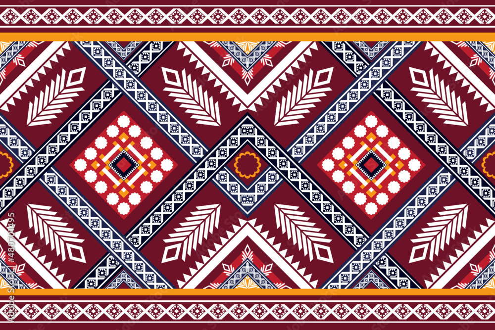 Oriental ethnic seamless traditional background design for carpet, wallpaper, clothing, wrap, batik, fabric, embroidery, vector illustration