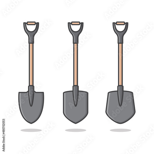 Shovel Vector Icon Illustration. Equipment For Outdoor Activities, Digging, Agriculture, Gardening, And Construction