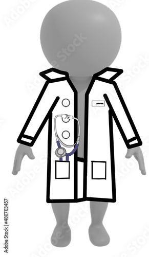 3D Illustration - Ein Arzt mit einem Stethoskop in der rechten Tasche seines Kittels