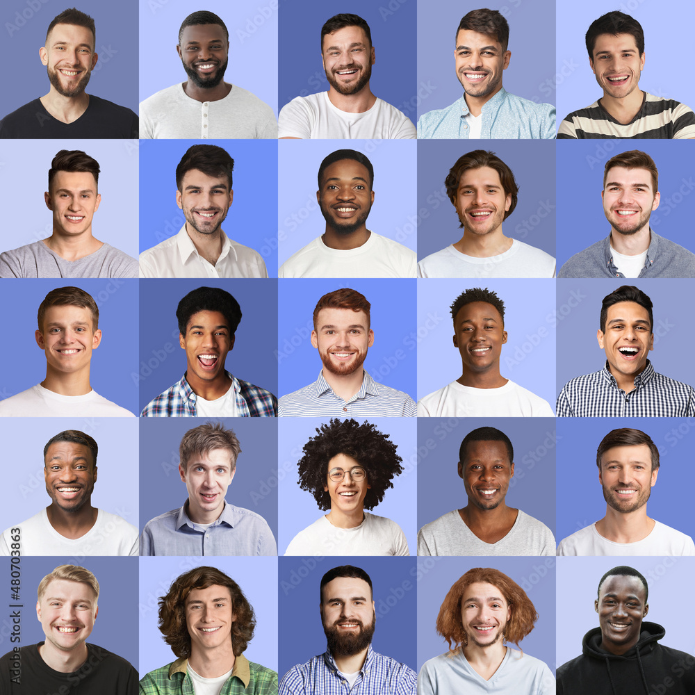 Collection of avatars of smiling men with various hairstyles Collection of avatars of smiling men with various hairstyles
