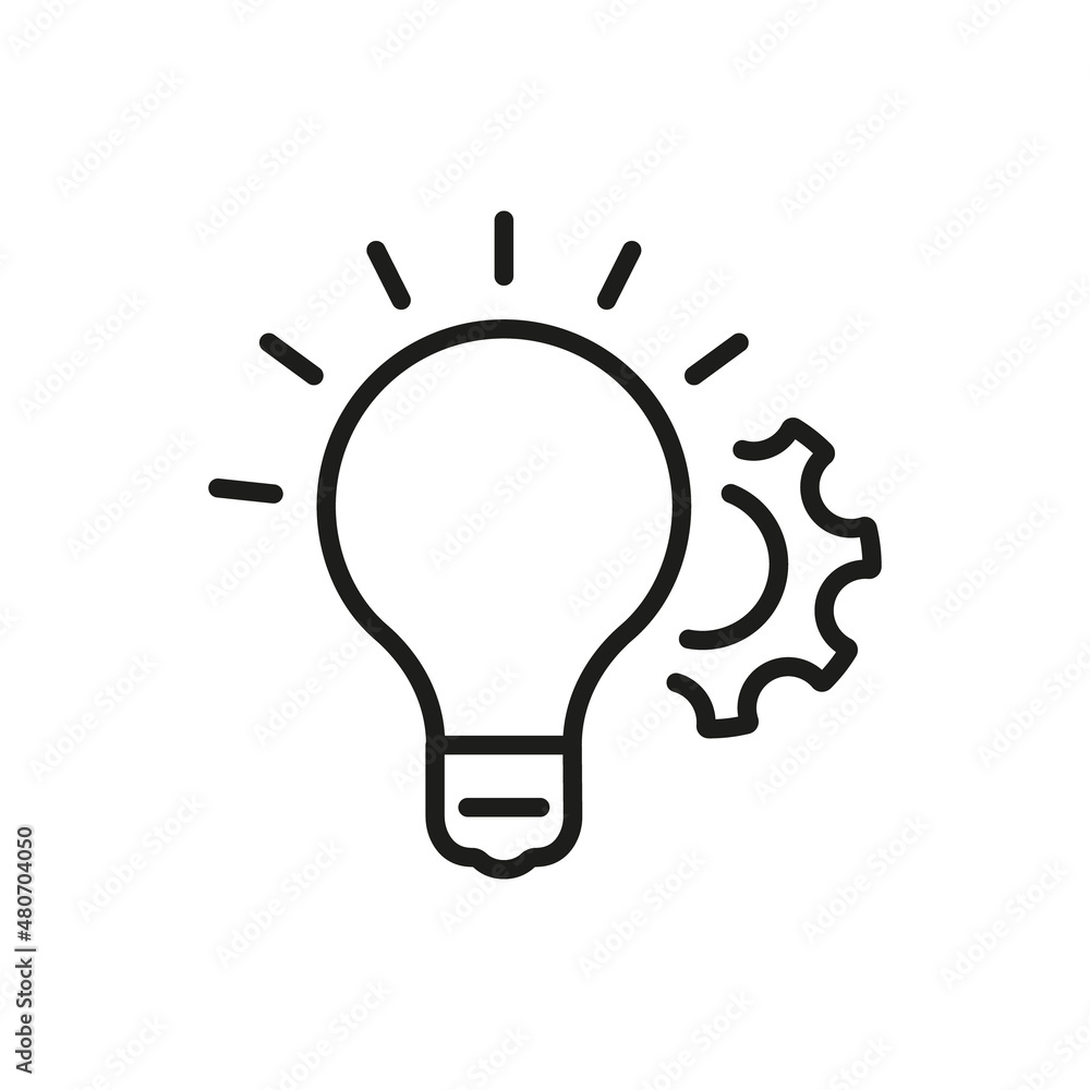 Lightbulb and Gear Idea Concept Line Icon. Technology Innovation Light Bulb, Cog Wheel Linear Pictogram. Creativity Solution Outline Icon. Brain Power. Editable Stroke. Isolated Vector Illustration Lightbulb and Gear Idea Concept Line Icon. Technology Innovation Light Bulb, Cog Wheel Linear Pictogram. Creativity Solution Outline Icon. Brain Power. Editable Stroke. Isolated Vector Illustration